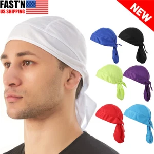 Motorcycle Wrap Biker Du Do Black Bandana Paisley Doo Rag Head Skull Cap Durag - Picture 1 of 27