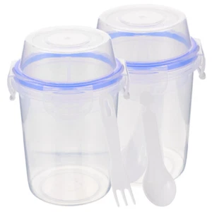 2pcs Seal Double Layer Yogurt Containers With Lids Salad Cup - Picture 1 of 12