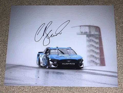 Chris Buescher Signed 8x10 Photo AutoTempest Car In The Rain NASCAR Auto COA Cover