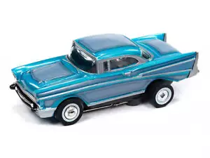Auto World Thunderjet SC411-3B 1957 Chevrolet Bel Air Lowrider (Aqua) HO Scale S - Picture 1 of 3