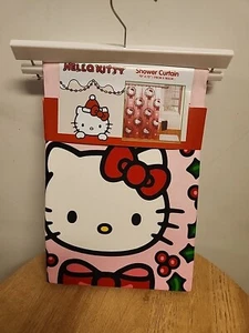 New Hello Kitty Holly Berry Christmas Wreath Pink Shower Curtain 70" x 72" - Picture 1 of 2