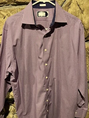 LORENZO UOMO Men's 17 34/35 Trim Fit Cotton Striped Dress Shirt Old Money Class - Image 1 of 4