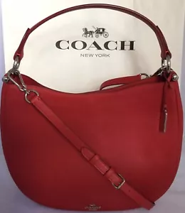 COACH F36026 NOMAD HOBO GLOVETANNED LEATHER HANDBAG PURSE SV/TRUE RED NWT - Picture 1 of 6