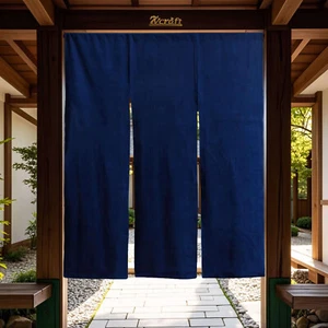 Wide Hand Dyed Japanese Curtain, 3 Panels Shibori Cotton Noren Door Curtain - Picture 1 of 4