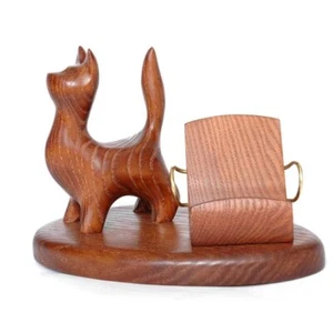 CAT - Handmade Hand Carved Wooden Stand for iPhone Universal Holder Rack - Picture 1 of 3