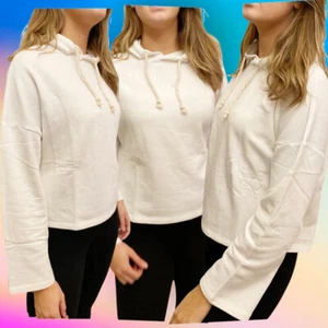 Damas Jaama Moda Caída Hombro Recortado Con Capucha Sudaderas Prendas para el torso de invierno - Imagen 1 de 6