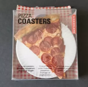 Kikkerland Design Set di 12 Sottobicchieri per Pizza, con 3 Disegni Diversi - Foto 1 di 2