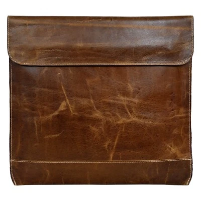 Funda de cuero genuino para portátil de madera marrón envejecido delgada, elegante y duradera Foto 1 de 4