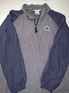 Dallas Cowboys Authentic Windbreaker Men Sz M Gray Blue Apparel Pullover - Picture 1 of 5