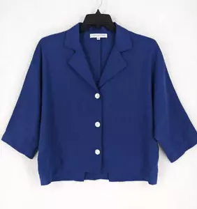 Christopher Calvin camicia donna media marina lino dolman manica giacca shacket - Foto 1 di 7