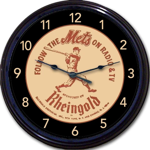 Rheingold NY Mets Baseball Beer Coaster Wall Clock Radio TV  MLB Citi Shea 10" Cover
