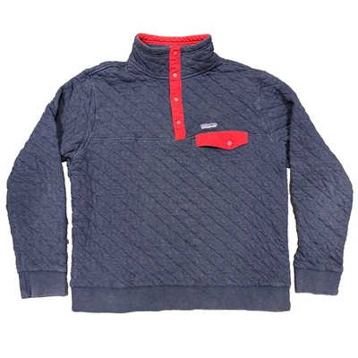 Pullover Patagonia Algodón Orgánico Edredón Snap-T Azul Marino Rojo Para Hombre talla Grande Foto 1 de 4