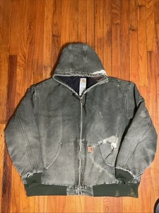 Vintage Y2K Herren Carhartt J130 MOS Grün Kapuze Jacke Mantel 3XL Reg Thrashed - Bild 1 von 18