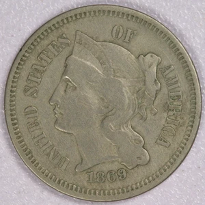 1869 Three Cent Nickel 3C- F/VF - Picture 1 of 2