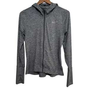 Nike Full-Zip Women’s Size Medium Gray Reflective Running Jacket Hood Thumbholes - Picture 1 of 10