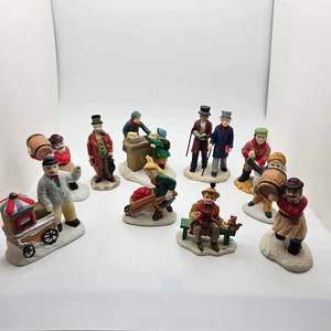 Vintage Keramik Weihnachtsdorf Figuren 10er Set Dickens Carolers Menschen - Bild 1 von 10