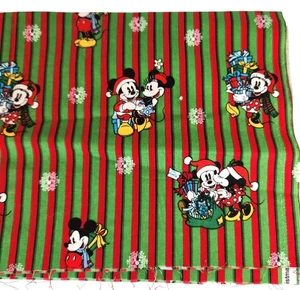 Disney Mickey & Minnie Christmas Stripe Cotton Fabric 1 Yard x 45 Inches - Picture 1 of 11