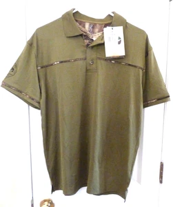 Browning Hunting Golf Polo Shirt Mens Small Green Camo Trim Performance - Picture 1 of 5