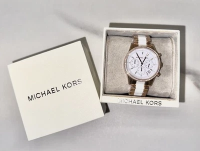 MICHAEL KORS MK6324 RITZ WHITE & ROSE GOLD WOMENS CHRONOGRAPH WATCH - Image 1 of 4