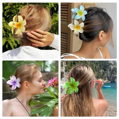 Nuevas pinzas para el cabello hawaianas degradadas mujeres flores garras para el cabello tiburón horquillas vacaciones Foto 1 de 4