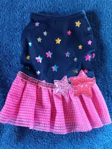 TOP PAW X-Small DOG DRESS STARS Blue Pink Shiny 2018 Polyester Outfit Extra Smal - Picture 1 of 12