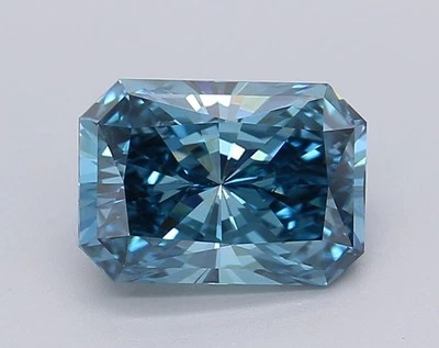 Fancy Vivid Blue Radiant 1.53 Cts VS2 Lab Grown CVD Diamond With Free Shipping - Image 1 of 4