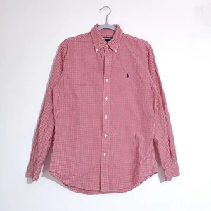 Camisa Ralph Lauren Para Hombre Pequeña Roja Blanca Guinga Algodón Ajuste Personalizado Manga Larga - Imagen 1 de 13