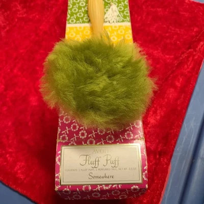Nuevo cepillo Avon Fluff Puff vintage y caja original verde sin talco Foto 1 de 4