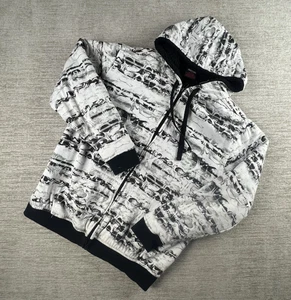 Vintage MMA Elite AOP Skull Print Full Zip Hoodie Gr. L Sherpa gefüttert weiß Grunge - Bild 1 von 12