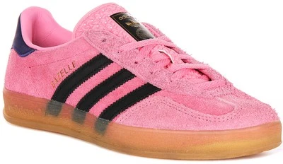 Adidas Gazzella Camoscio 3 Strato Q Pannello Gomma Suola Donna Scarpe IN Rosa UK - Immagine 1 di 4