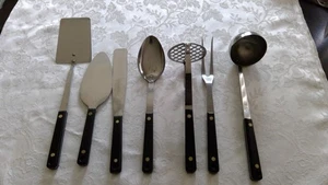 Ekco Flint Stainless Kitchen 7 Utensil Set Ladle Masher Spoon Meat Fork Spreader - Picture 1 of 7
