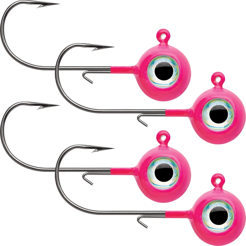 VMC NME Neon Moon Eye Jig Glow Pink 1/8 Oz. Panfish Jigging - 4 per Pak Nme18-gl