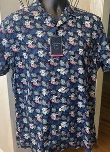 Cremieux TCHOK Collection Short Sleeve Cotton Shirt Mens sz Large NWT DOG PRINT - Picture 1 of 8