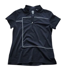 EP Pro Tour Tech Golfshirt Damen M schwarz mit weißen Details Kurzarm Reißverschluss - Bild 1 von 5