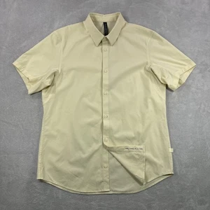 Lululemon Airing Easy Shirt Mens XL Yellow Short Sleeve Button Up Active Modern - Picture 1 of 9