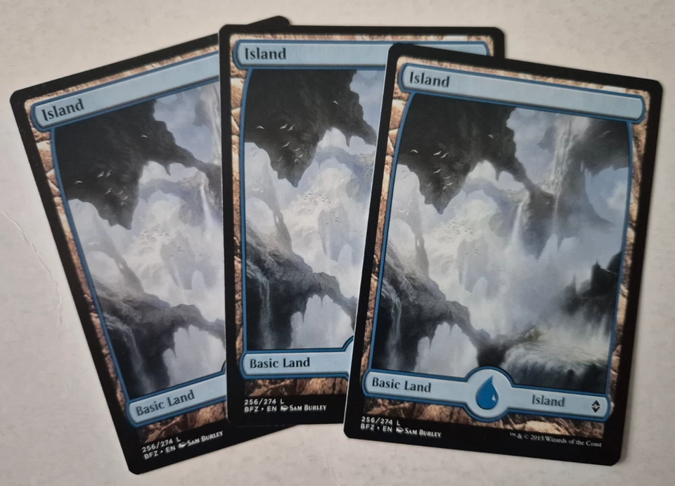 Magic The Gathering - MTG - Island - Battle for Zendikar - Full Art x 3 - NM - Image 1 of 1