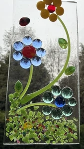 Handgefertigter verschmolzener Kunstglas Blumen Sonnenfänger Fensterbehang  - Bild 1 von 14