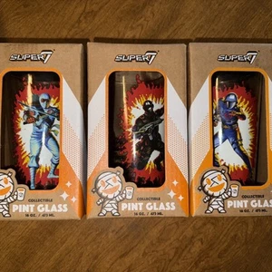 Super 7 Hasbro Drive-Thru Drinkware Snake Eyes Commander Pint Glass New Lot Of 3 - Picture 1 of 4