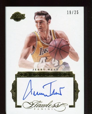 2015 2016 FLAWLESS Panini JERRY WEST AUTO Premium Ink GOLD /25! Tough card - Image 1 of 2