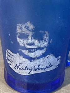 Vintage Shirley Temple Cobalt Blue Small Drinking Cup W/Handle 3.75"x2.5" (983) - Picture 1 of 3