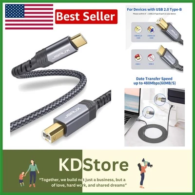 10ft Nylon Braided USB-C to USB-B Printer Cable – High-Speed, Durable & Compa... - Image 1 of 4