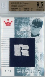 2008 SPORTKINGS JUSTIN MORNEAU KING-SIZED MEMORABILIA #23 - GRADED BGS GEM 9.5! - Picture 1 of 2