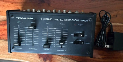 Realistic 4 Channel Stereo Microphone Mixer 32-1105A with AC Adaptor - Image 1 of 3