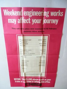 Original British Rail Poster: Southern Region Weekend Engineering Works Feb 1975 - Picture 1 of 10