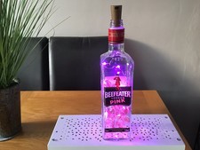 Upcycled Pink Beefeater Gin Bottle With Pink Lights