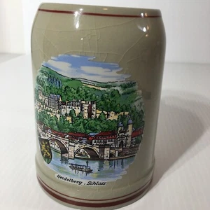 Taza de cerveza Stein Heidelberg Schloss Alemania cerámica gres recuerdo de viaje - Imagen 1 de 12