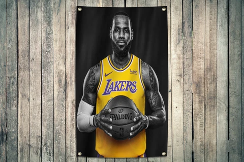 LeBron James Flag Banner 3X5Ft Vertical Room Decoration Lakers Basketball Fans Cover