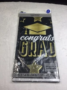 Congrats Graduation Washable Plastic 1 Piece Tablecloth 54” x 84” - Picture 1 of 8
