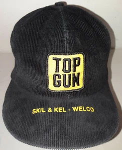 Gorra de pana negra Skil & Kel-Welco vintage de K-Products! ¡Parche Top Gun! - Imagen 1 de 7
