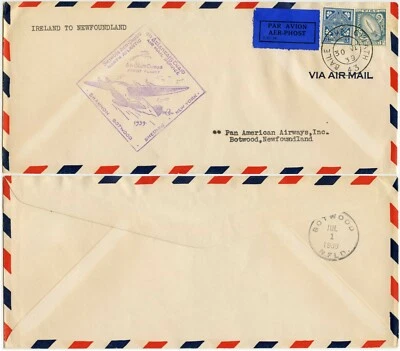 IRELAND NEWFOUNDLAND 1939 PAN AM FLIGHT BOTWOOD 1s 3d - Image 1 of 3